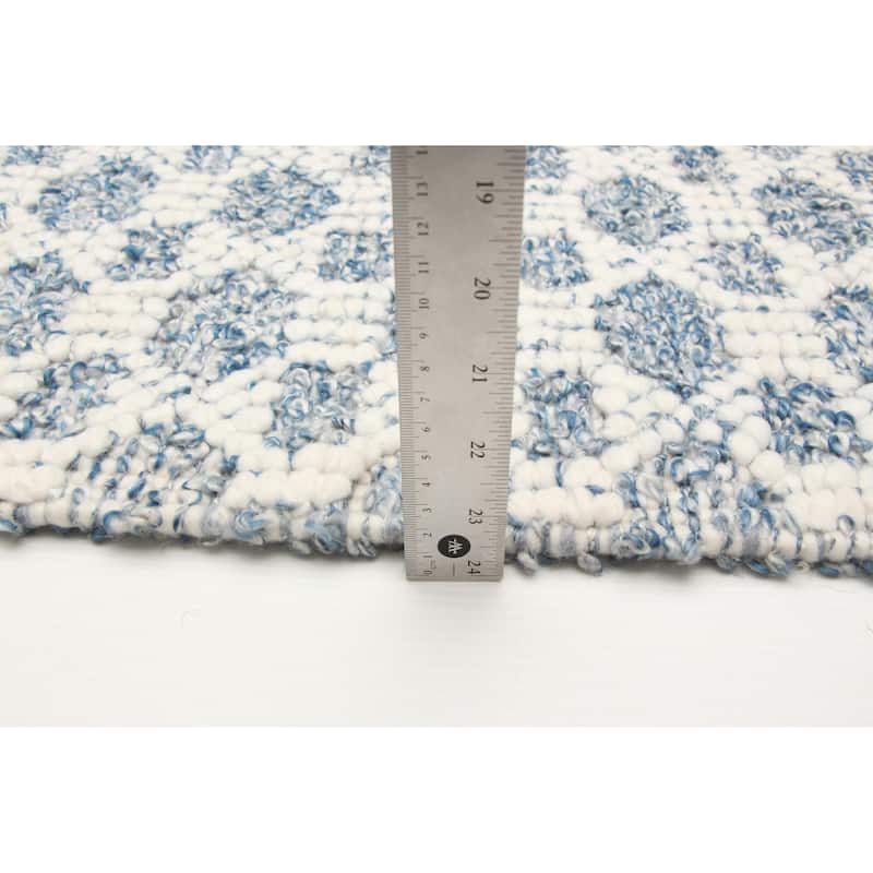 ECARPETGALLERY Braid weave Sienna Blue Wool Rug - 5'5 x 7'9