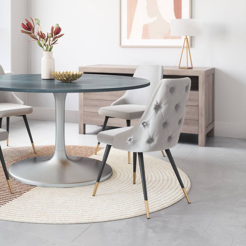 Dining Chair (Set of 2) - Product (in) : 20.5" W x 24.6" D x 34.8" H - Gray, Black, Gold