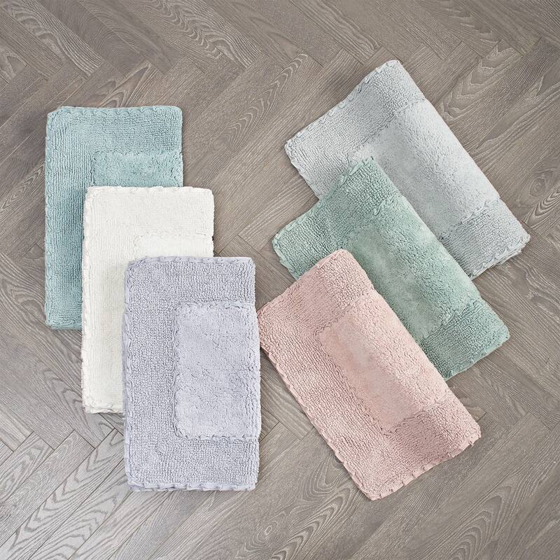 Laura Ashley Ruffle Border Pure Cotton Bath Rugs