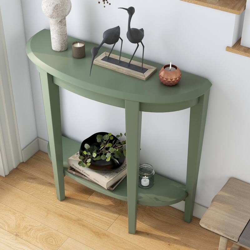 DH BASIC Contemporary Brown Decorative 1-Shelf Half-moon Console Table by Denhour