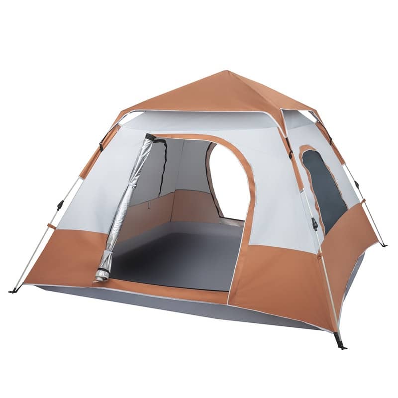 Quick Opening Four-Person Family Tent Camping Tent - Brown