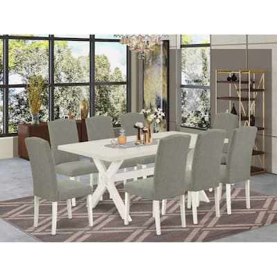 Rectangular Dining Table Set with 8 Chairs - Solid Wood Dining Room Table & Parson Chairs