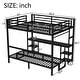 preview thumbnail 4 of 12, Queen Over Twin XL Metal Bunk Bed / Loft Bed with Desk and Shelves, Multiple Uses Bed Frame with LED Light and Charging Station
