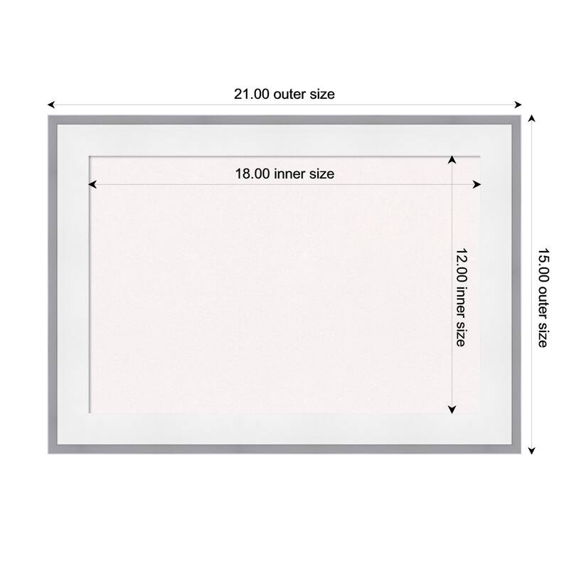 Maya White Silver Framed Cork Board - Bulletin Board, Organization Board, Pin Board - White - 21 x 15 in