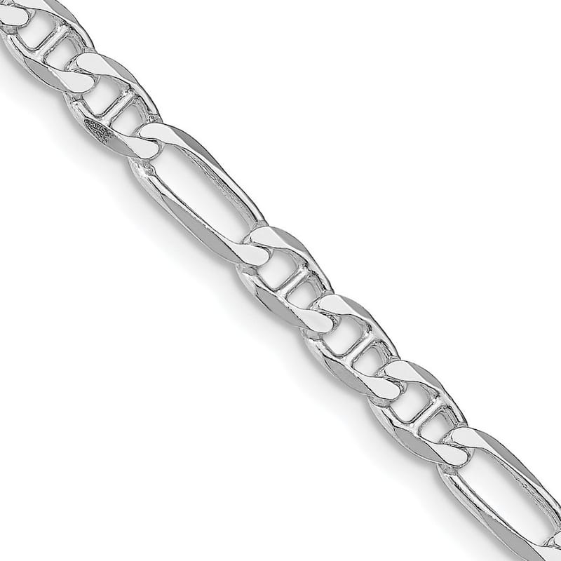 Curata 925 Sterling Silver Italian Rhodium 4.5mm Figaro Mariner Anchor Chain Necklace for Men