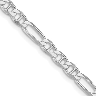 Curata 925 Sterling Silver Italian Rhodium 4.5mm Figaro Mariner Anchor Chain Necklace for Men