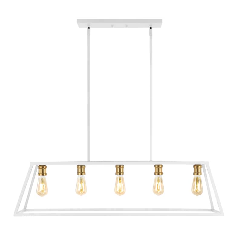 Staunton 38" 5-Light Adjustable Iron Farmhouse Vintage LED Dimmable Pendant, by JONATHAN Y