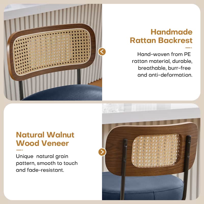 Adjustable Height Swivel Bar Stools with Back and Footrest - 17.7"W x 15.75"D x 35"-42.9"H