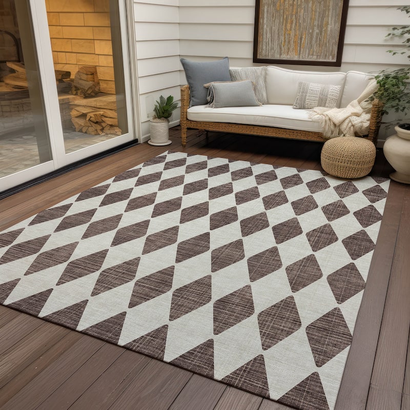 Machine Washable Indoor/ Outdoor Chantille Argyle Rug