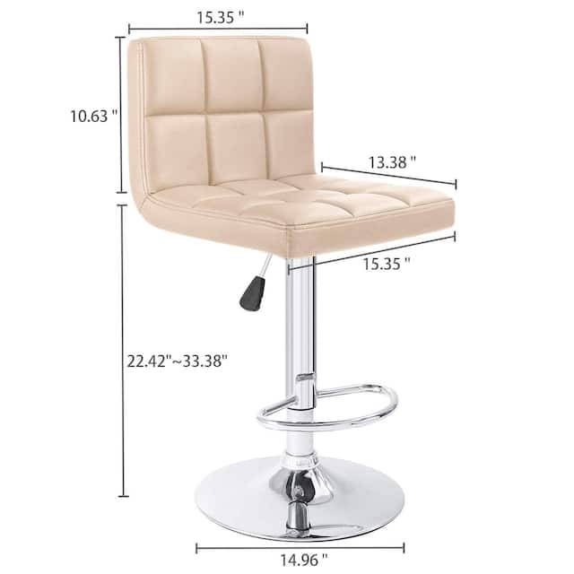 Bar Stools Adjustable Armless Swivel PU Leather Barstools Set of 2