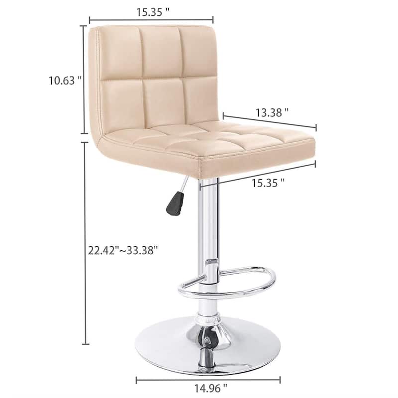 Bar Stools Adjustable Armless Swivel PU Leather Barstools Set of 2