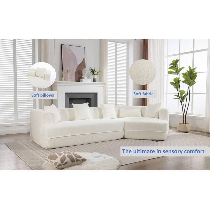 New And Upgraded Extended Edition Modular Sofa, Creamy-White Boucle, Free Combination