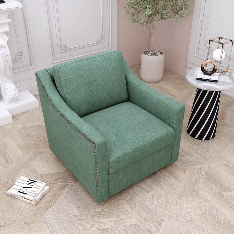 360 Degree Swivel Linen Armchair