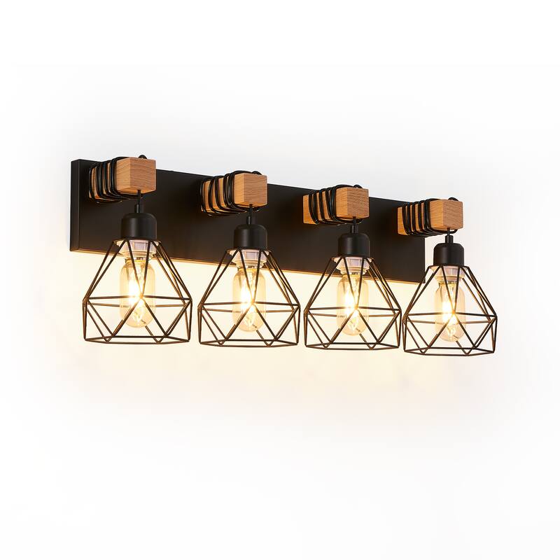 24" Modern Geometric 4-Light Vanity Light Fixture
