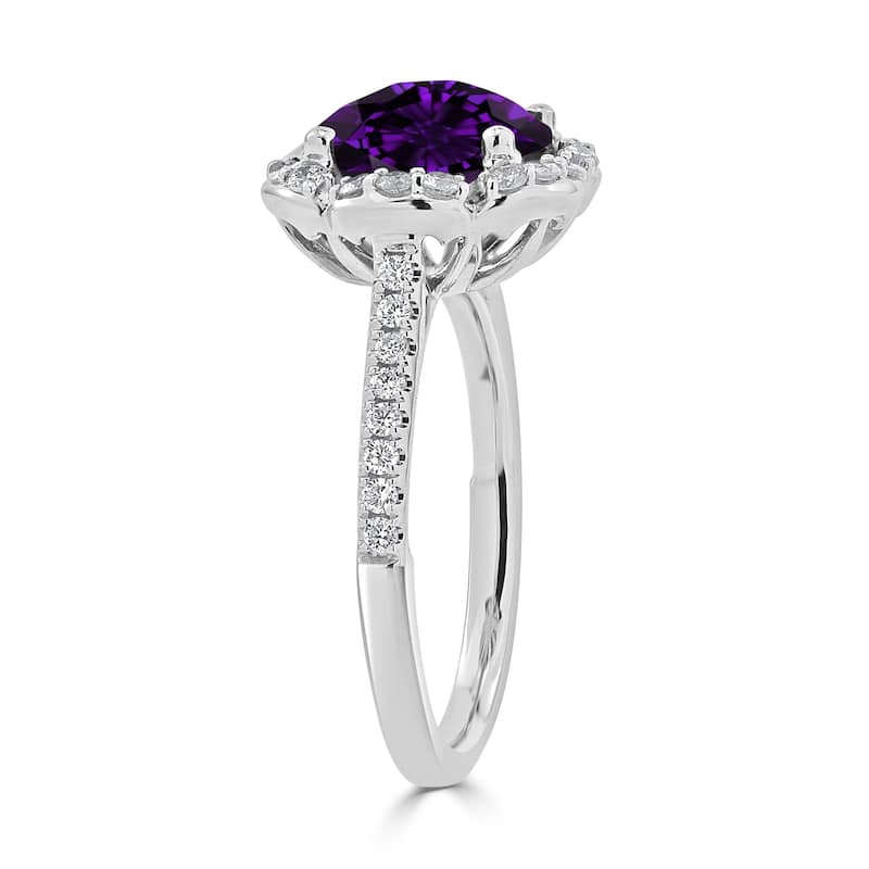 Auriya Vintage 1 7/8ct Fancy Purple Amethyst and Halo Diamond Engagement Ring 3/8ct Fancy 14k Gold
