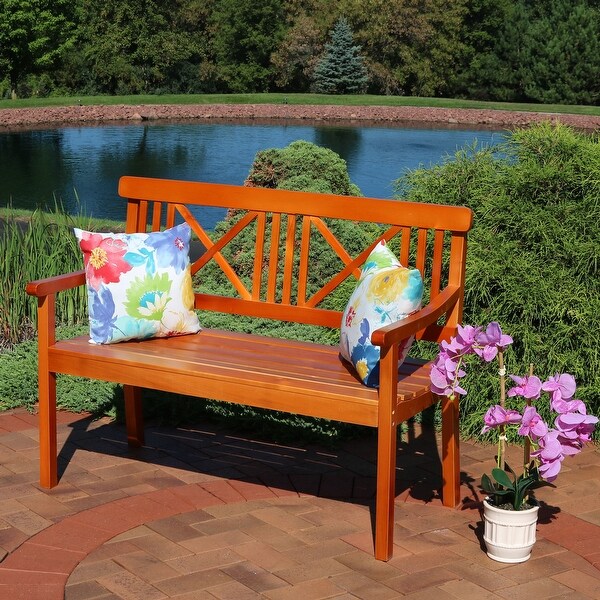 Shop Sunnydaze 2-Person X-Back Outdoor Wood Patio Bench - 47-Inch - Non