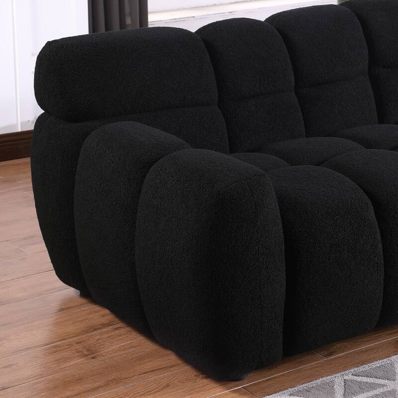 2-Pieces Boucle 5-Seat Sofa Set (3-Seater + Loveseat) with Marshmallow Cushions & Ergonomic Design