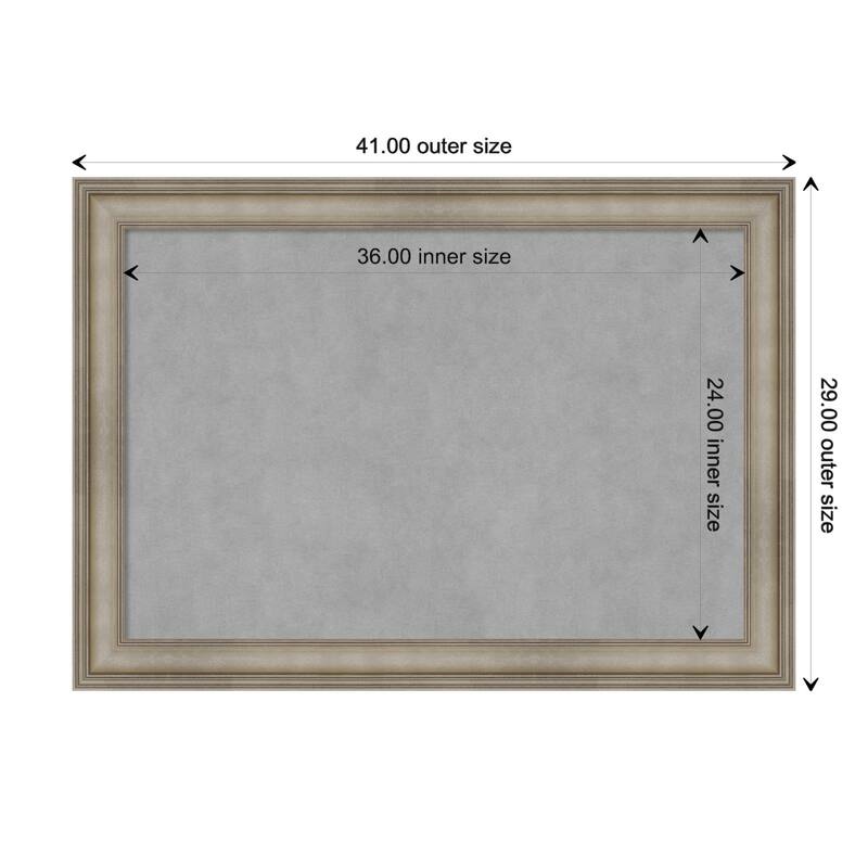 Amanti Art Mezzanine Antique Silver Narrow Framed Magnetic Board - Board Size 36x24