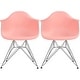 preview thumbnail 14 of 24, Set of 2 Plastic Eiffel Molded Shell Retro Dining Chairs Accent For Living Room Kitchen Chrome Desk Designer Office Coral Pink