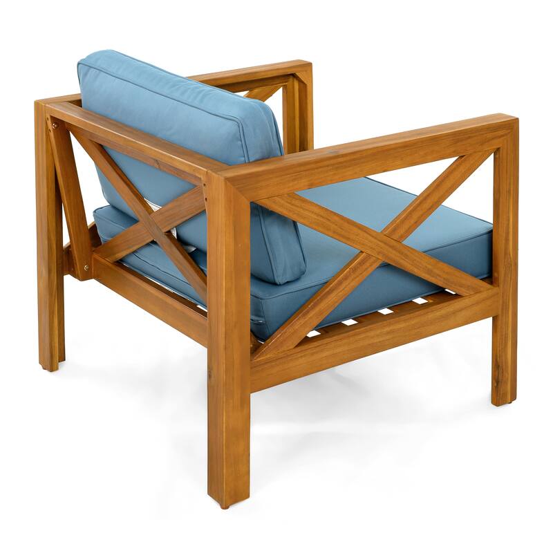 Christopher Knight Home - Moonfall Patio Acacia 2 Club Chairs with 1 End Table
