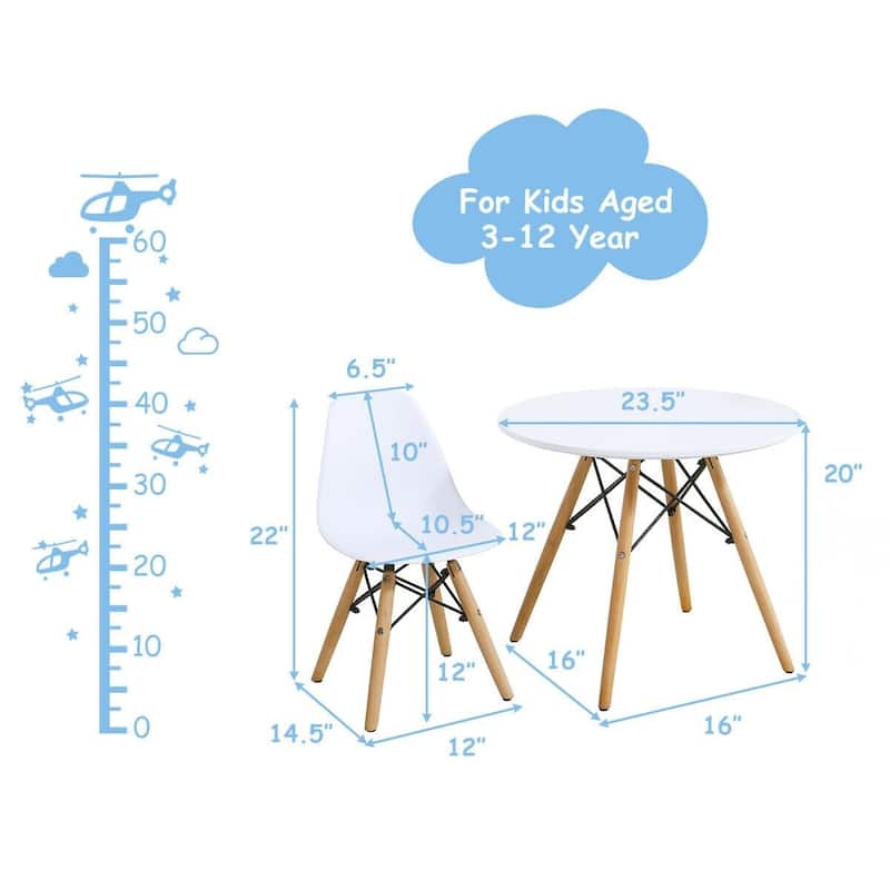 Kids Modern Dining Table Set with 2 Armless Chairs