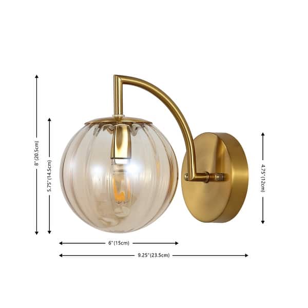 dimension image slide 0 of 2, SAFAVIEH Lighting Psylla 9-inch Wall Sconce (Set of 2)
