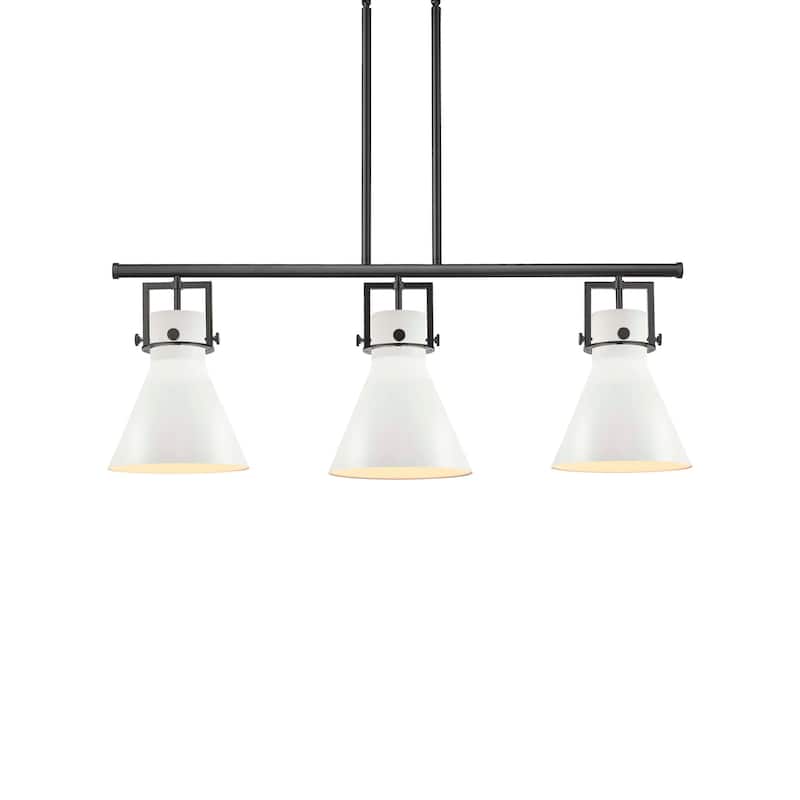Innovations Lighting 411-3I-13-42 Newton Cone Pendant Newton Cone 3 - Matte Black / White