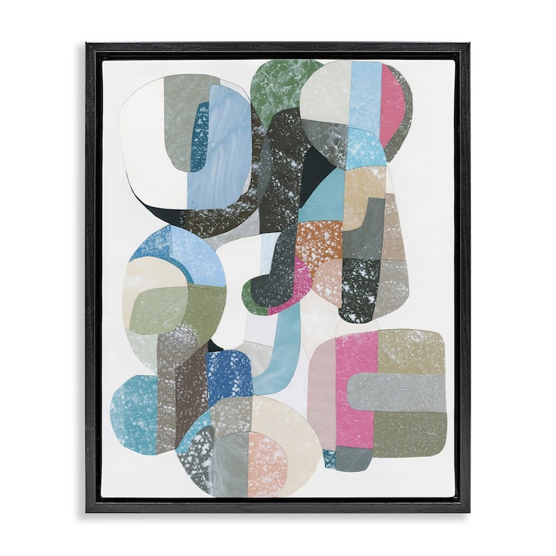 Stupell Pastel Shapes Intertwined Framed Floater Canvas Wall Art Design By Coco Good - 17 x 21 - Black