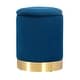 preview thumbnail 72 of 88, Adeco Round Storage Ottoman Footrest Stool Velvet Gold Plating Base