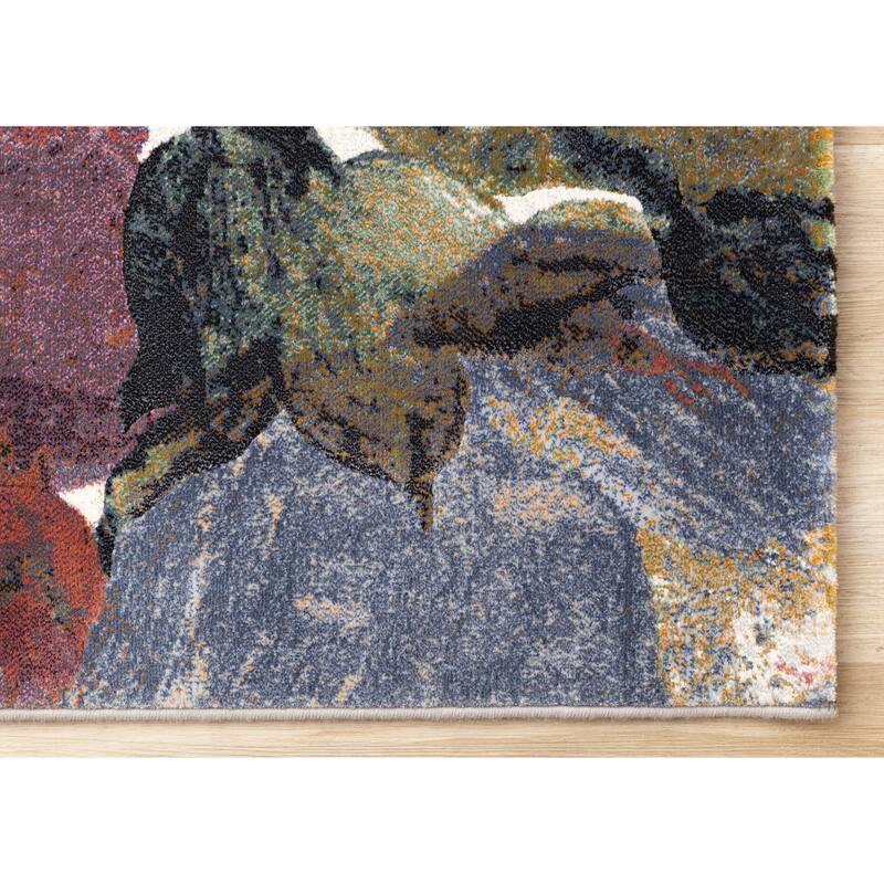 Amelia Collection - Dense Cream Pink Purple Floral Area Rug
