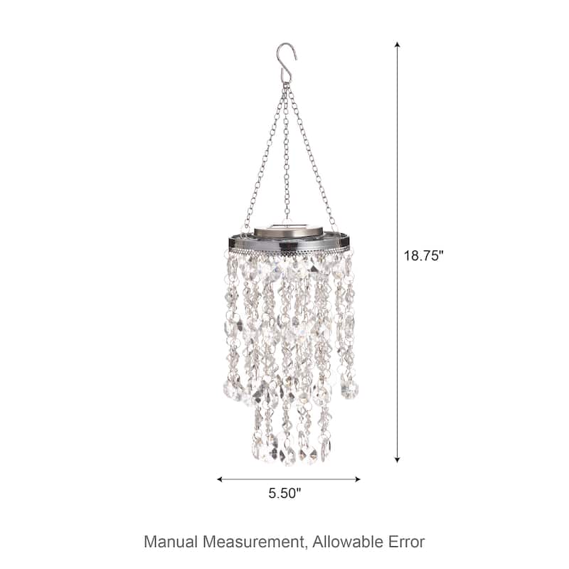 Glitzhome 19"H Solar Lighted Patriotic Wind Chime Hanging Decor