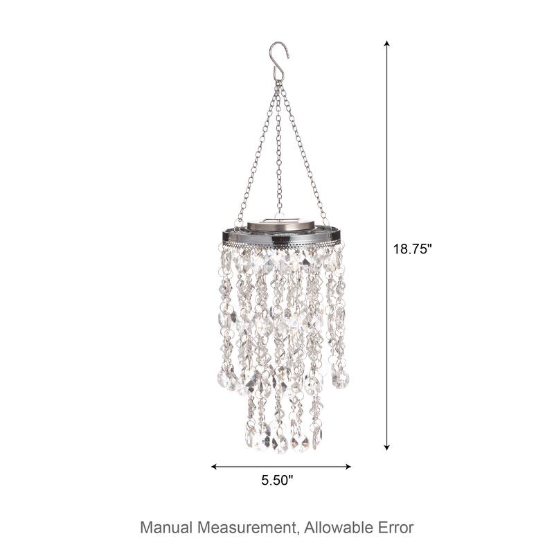 Glitzhome 19"H Solar Lighted Patriotic Wind Chime Hanging Decor