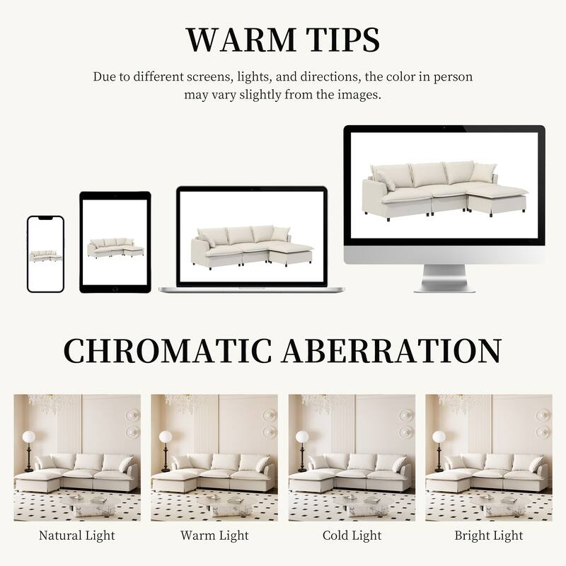 DIY Free Combination Sofa Set with Throw Pillows, Chenille Modular Sectional Sofa for Livingroom Upholstered Cloud Couch