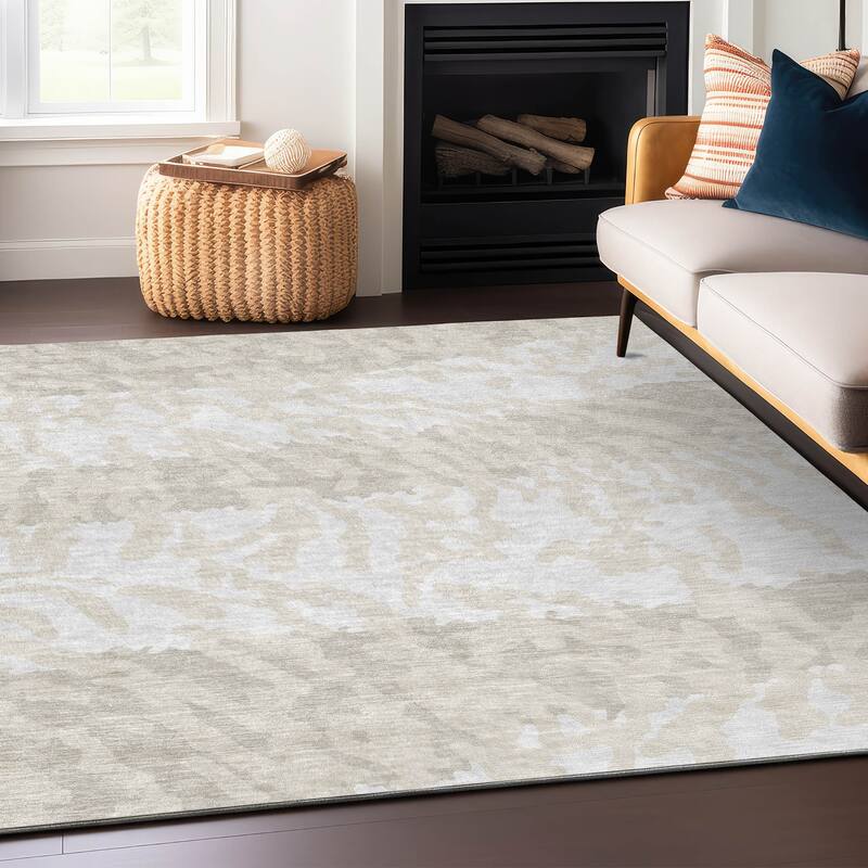 Machine Washable Indoor/ Outdoor Chantille Abstract Animal Print Rug