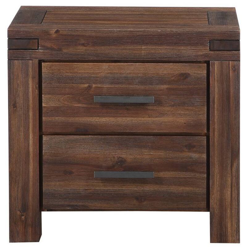 Wooden Nightstand with Exposed Mortise and Tenon Corner Joints, Brown