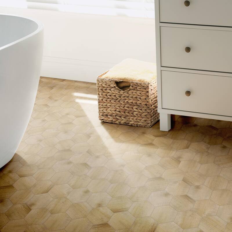 Merola Tile Sawnwood Hex Brown 8-5/8" x 9-7/8" Porcelain Floor and Wall Tile