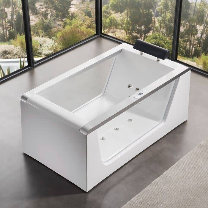 Eago Alfi Trade 59" Free Standing Acrylic Air Tub with Right Drain, - White