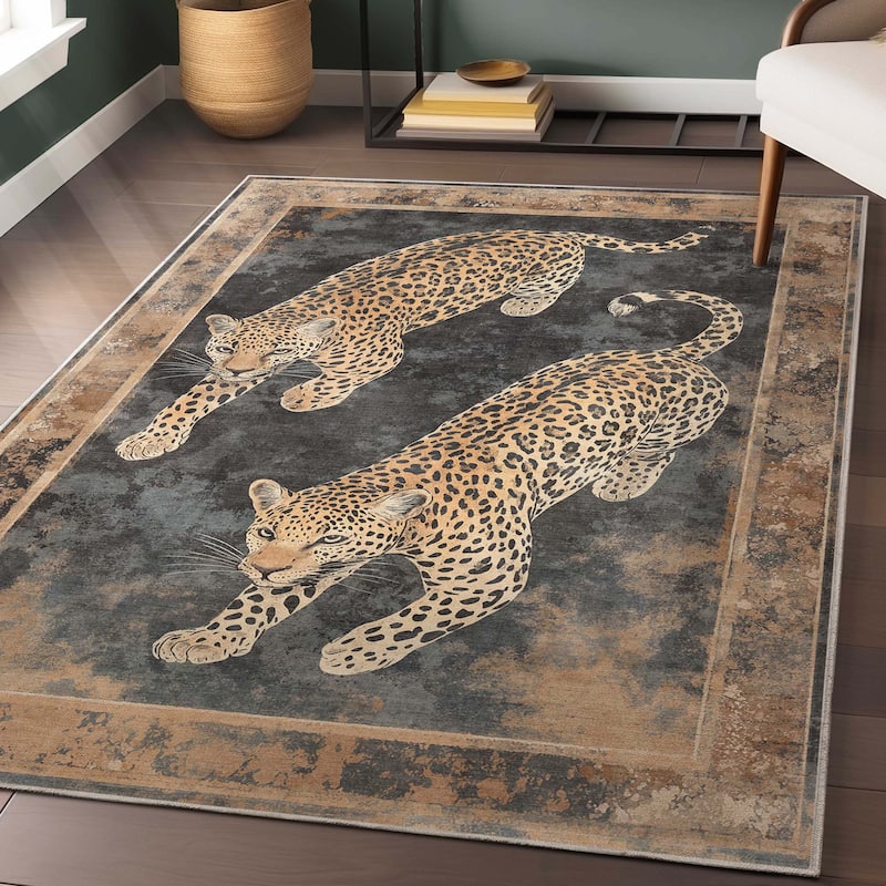 Well Woven Apollo Leopard's Reverie Animal Print Modern Flat Pile Rug