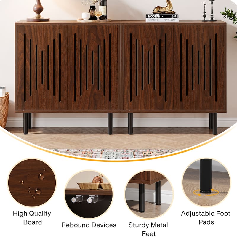 Sideboard Buffet Cabinet with Doors & Adjustable Shelves (Set of 2)