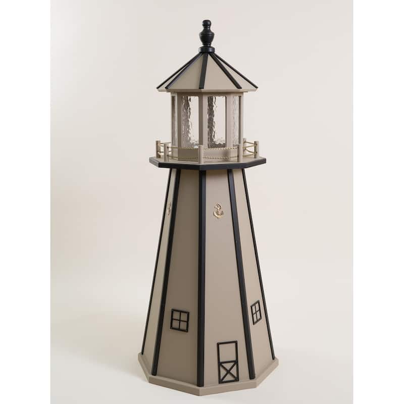 Wooden Lighthouse - 5 Foot - Clay/Black