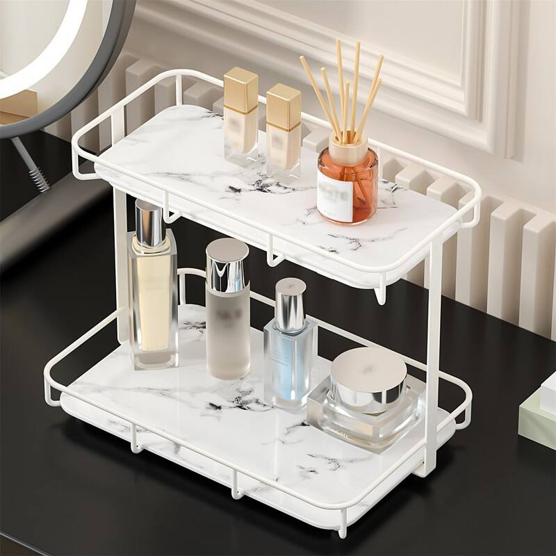 Bathroom Organizer Countertop - 7.48"D x 11.41"W x 10.03"H - White