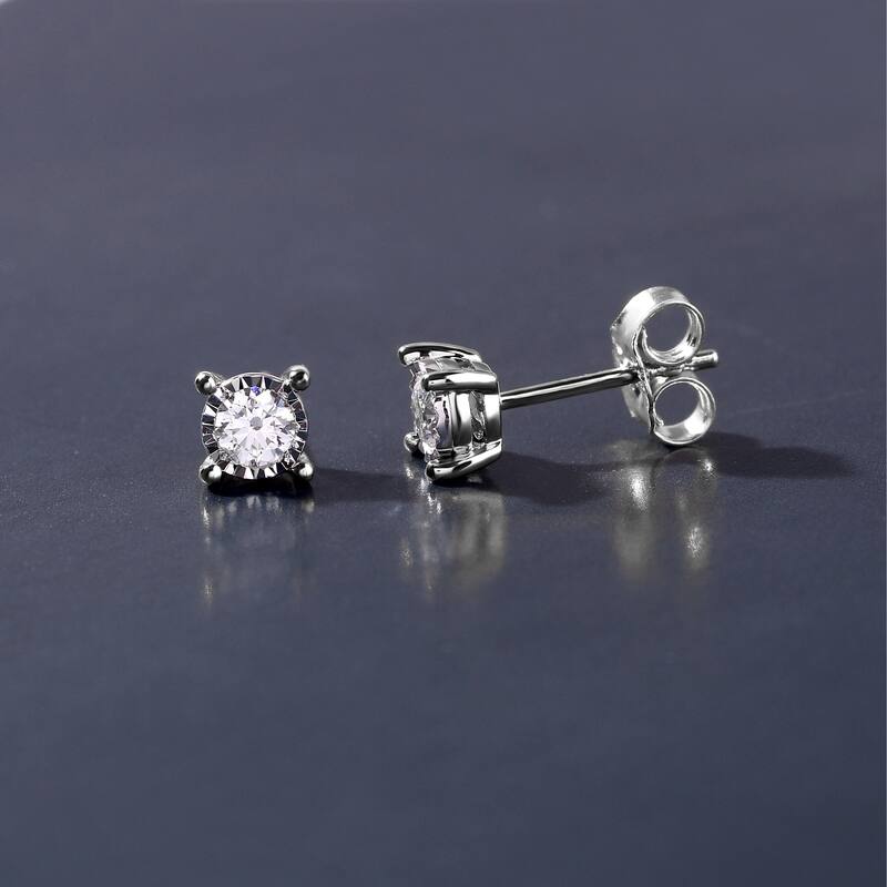 1/20ct - 3/4ct TDW Diamond Stud Earrings in Silver for Women - 1/4 ct - White