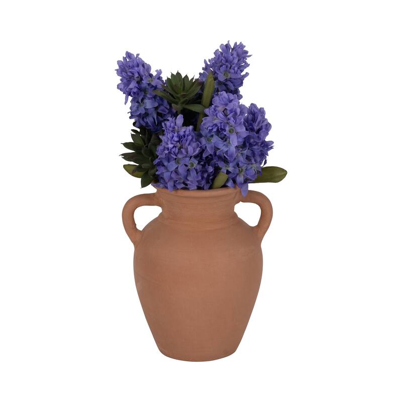 Handcrafted Terracotta Pottery Vase with Amphora Shape and Handles