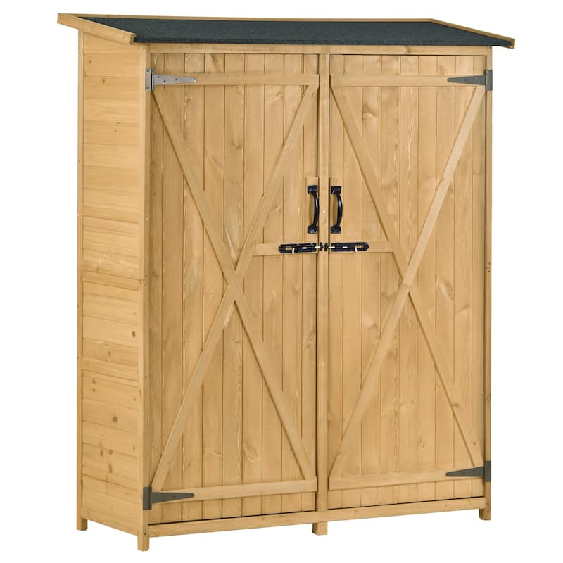 TOPMAX Outdoor 5.3ft Hx4.6ft L Wood Storage Shed Tool Organizer