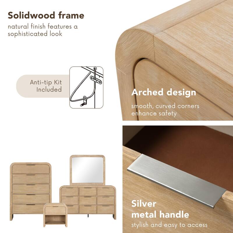 Furniture of America Elowyn 6-Piece Natural Wood Panel Bedroom Set