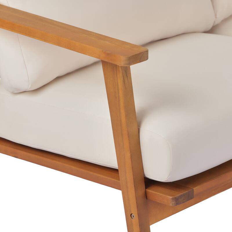 Christopher Knight Home - Haven Mid-Century 2-Piece Acacia Wood Patio Loveseat Set