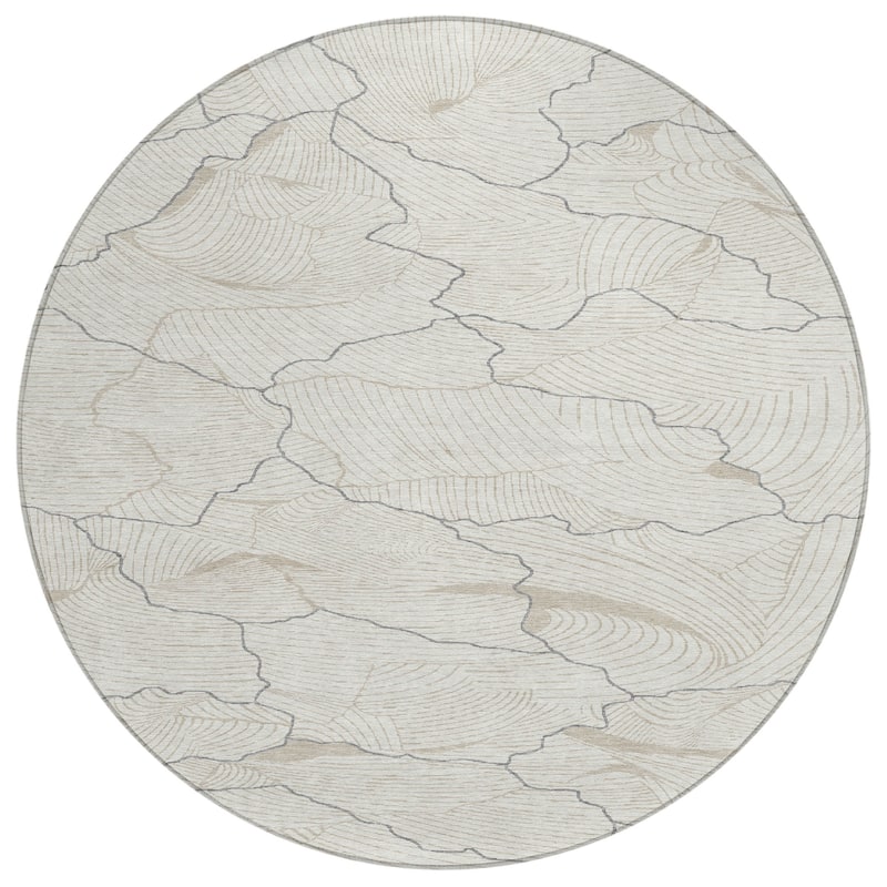 Machine Washable Indoor/ Outdoor Abstract Crackle Chantille Rug