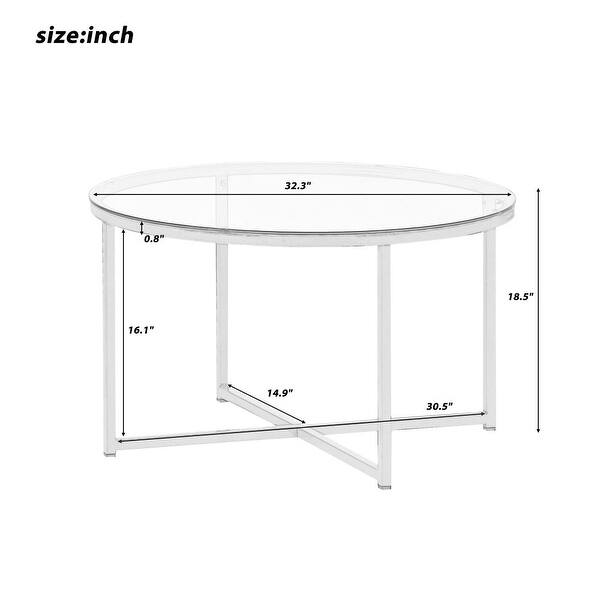 Round Clear Temper Glass Coffee Table with Stainless Steel Legs - Bed ...