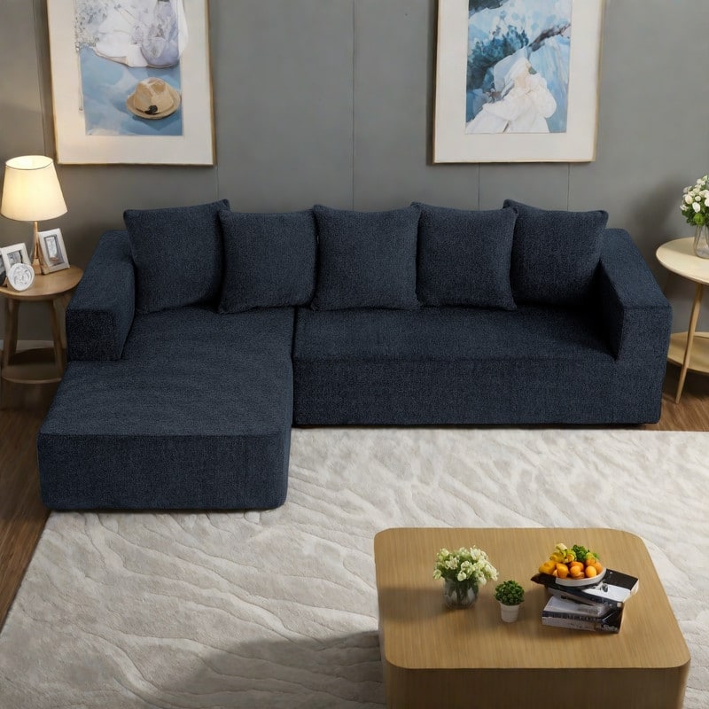 104.34" Chenille L-Shaped Sectional Sofa with Cloud Couch Comfort and Modular Design