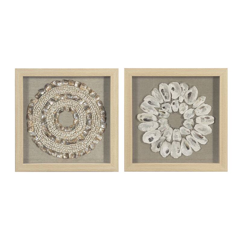 HUJI Sea Shell Rings Shadow Box Wall Decor 2 Piece Set